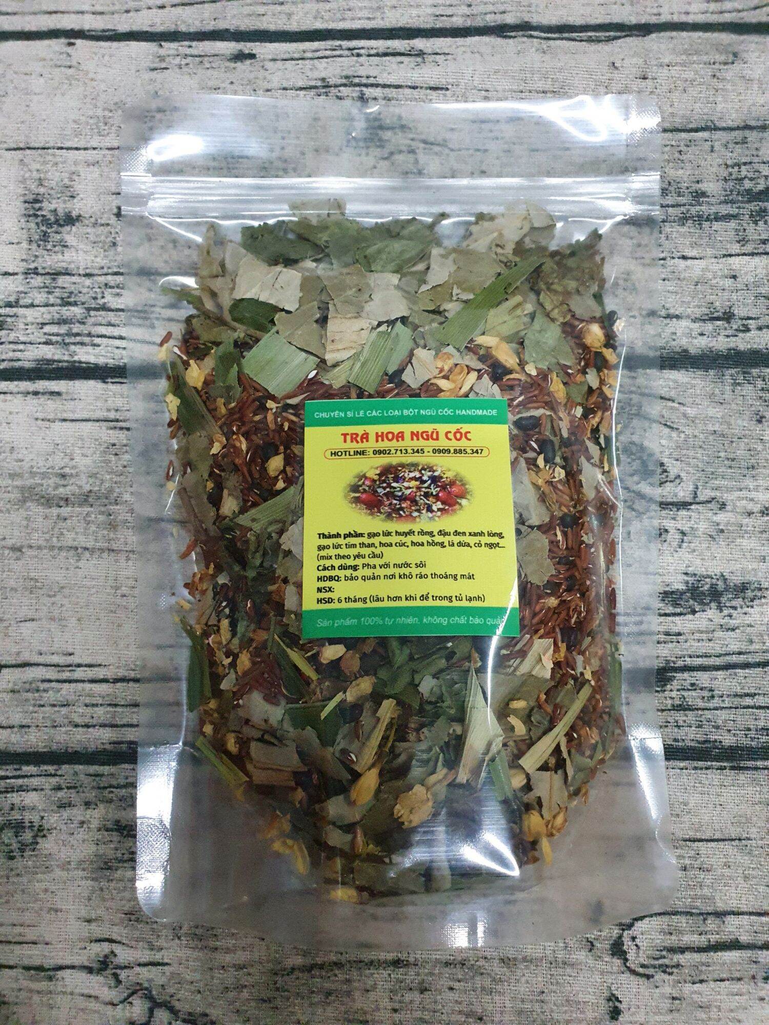 1 Ký Trà Gạo Lứt Rang Đậu Đen Rang tặng Hoa Nhài Lá Dứa Xạ Đen Lá Sen