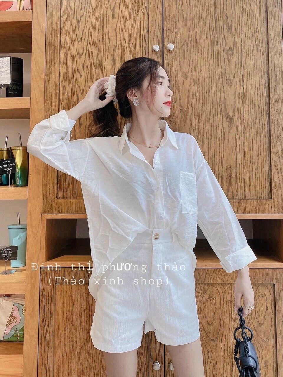 Set bộ áo đũi trắng chất mát