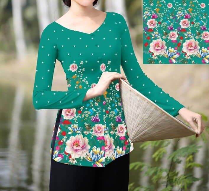 set bộ bà ba in hoa4d quần ống rộng