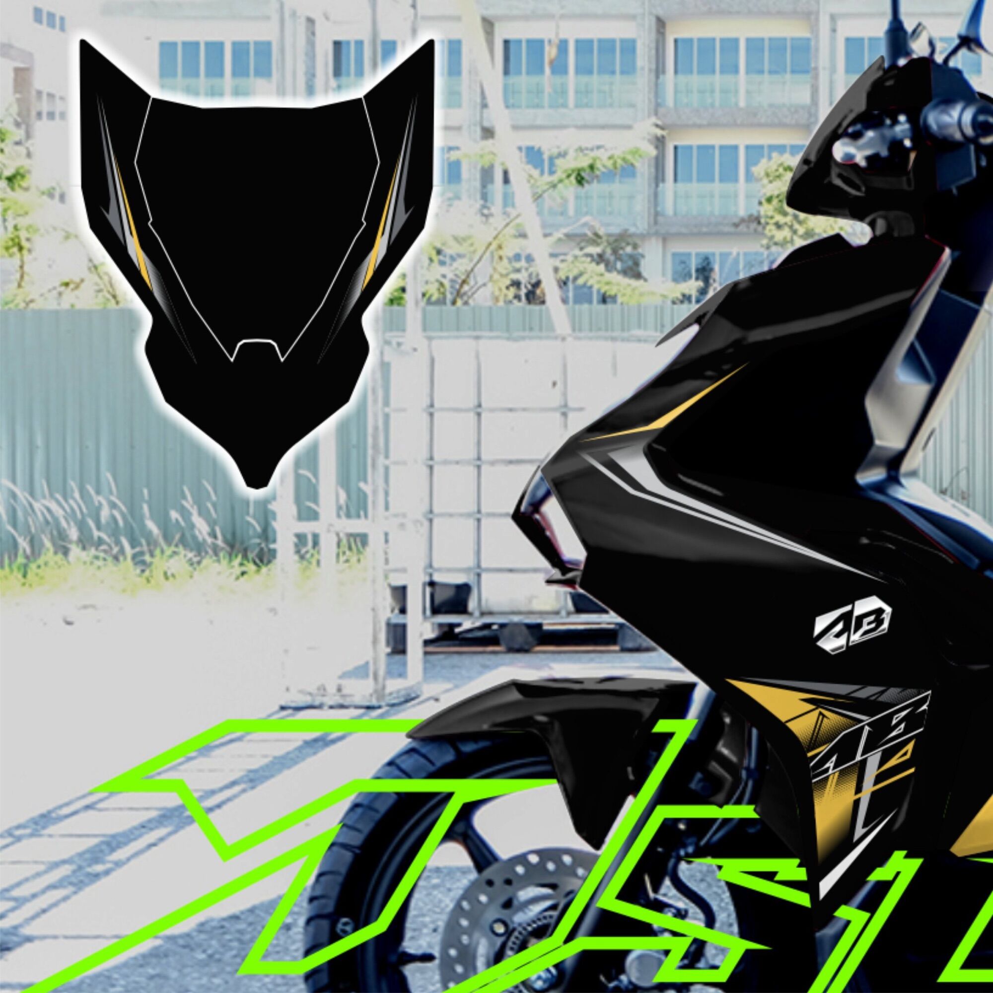 Tem AB AirBlade 2020 - tem rời vàng đồng dán xe đen