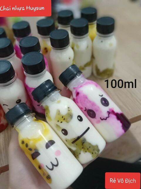 100 chai nhựa tròn 100ml - 120ml kèm nắp. chai nhựa đẹp