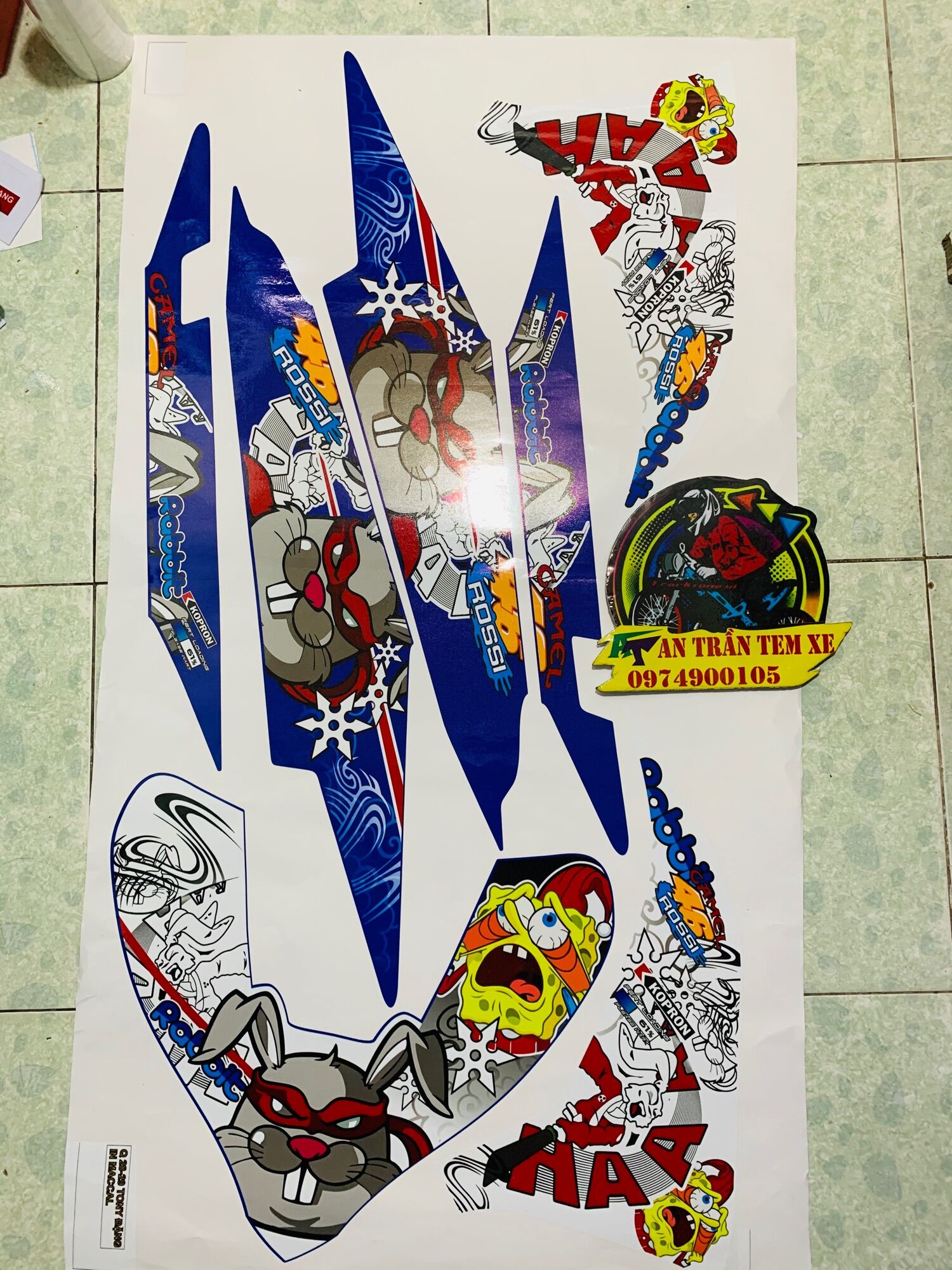 [HCM]Tem rời exciter135 thỏ rabbit siêu cấp in decal 3 lớp bóng cao cấp không bay màu