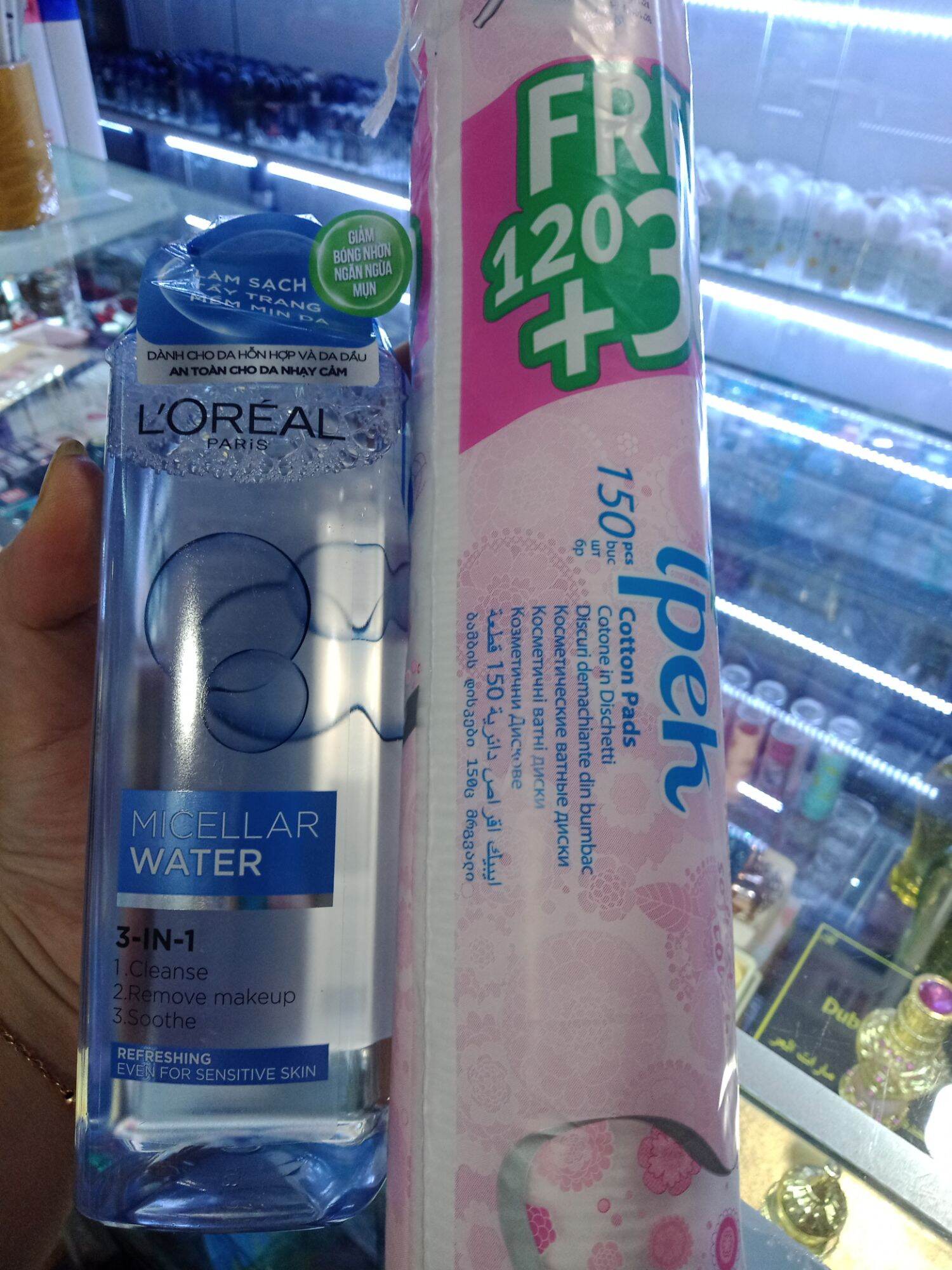 [HCM]Combo nước Tẩy Trang Loreal và bông tẩy trang ipek