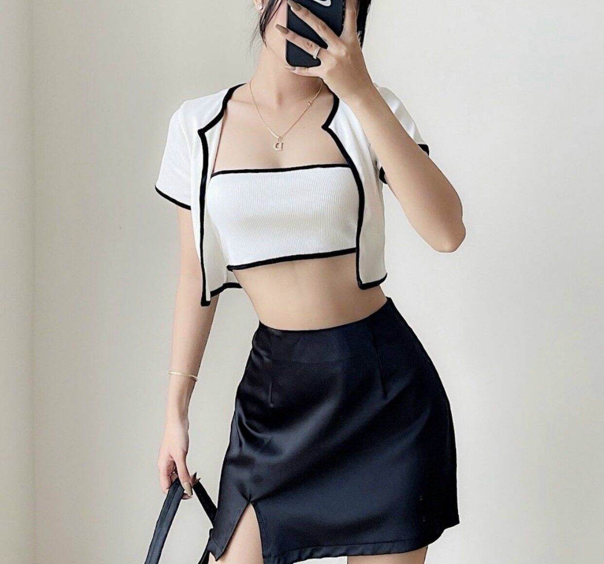 [HCM]Set 2 áo cúp ngực kèm áo khoác viền