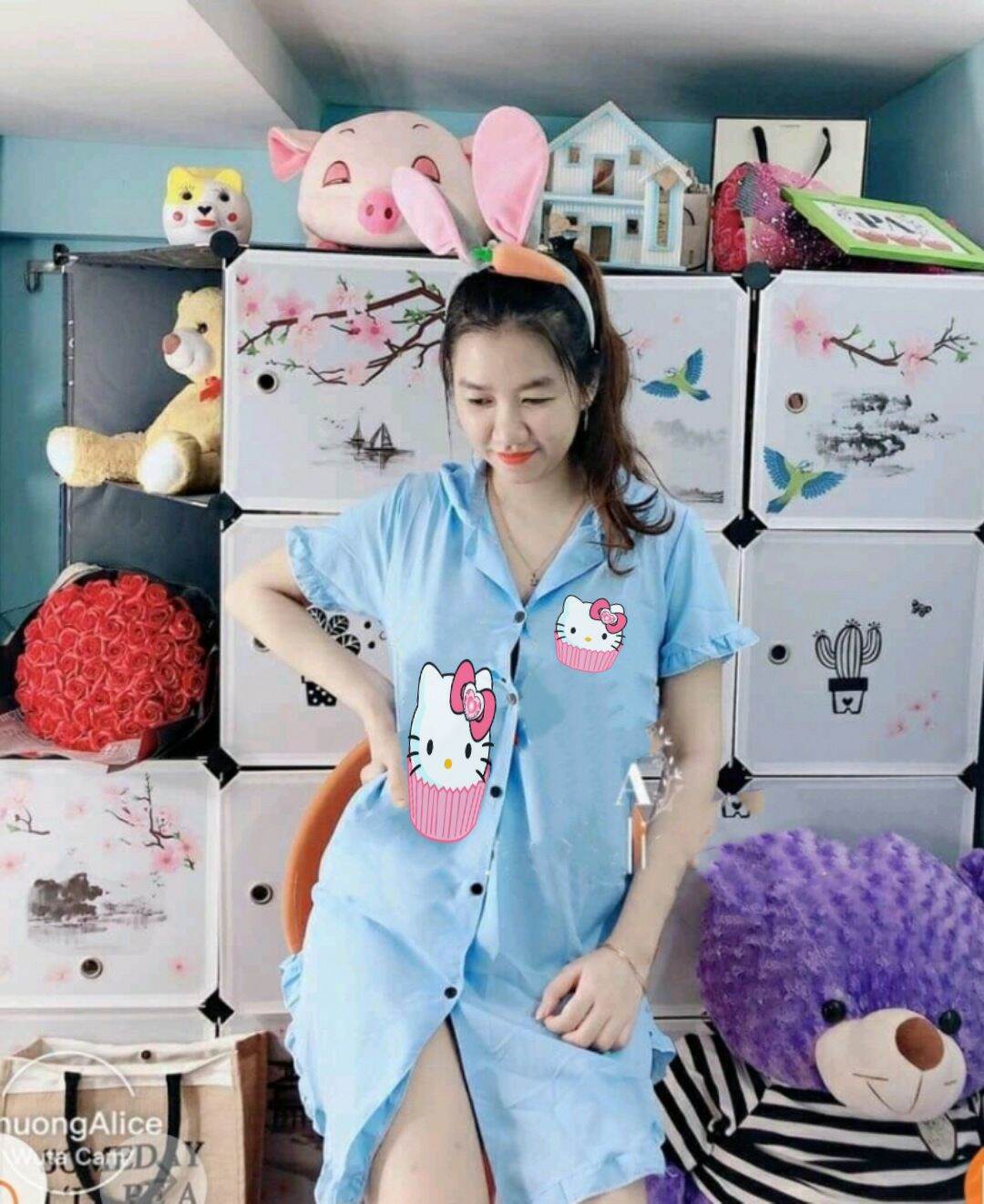 [HCM]Đầm sơmi lụa mặc nhà cho nữ - Đầm ngủ mặc nhà - M43