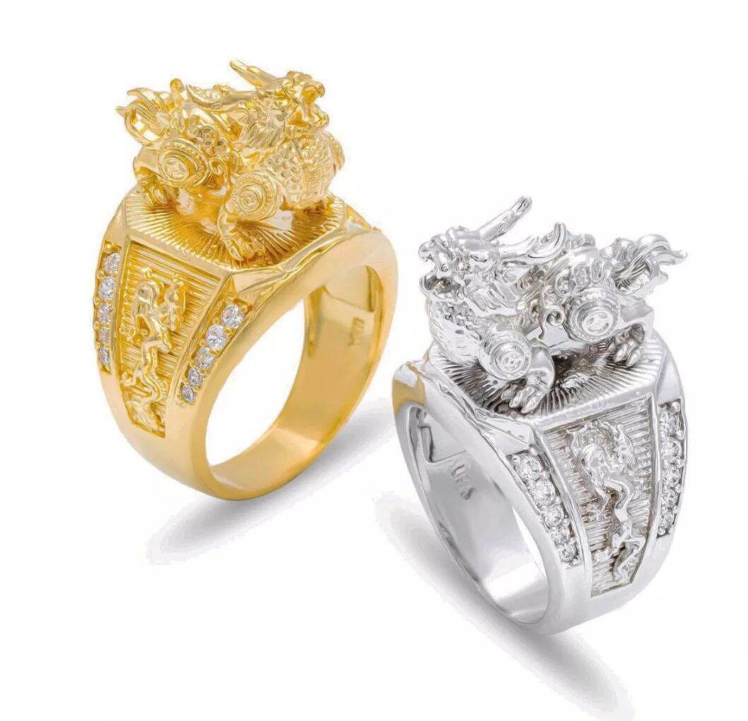 Nhẫn Nam Kỳ Lân Mạ Vàng 18k Không Đen Không Bay Màu 38r