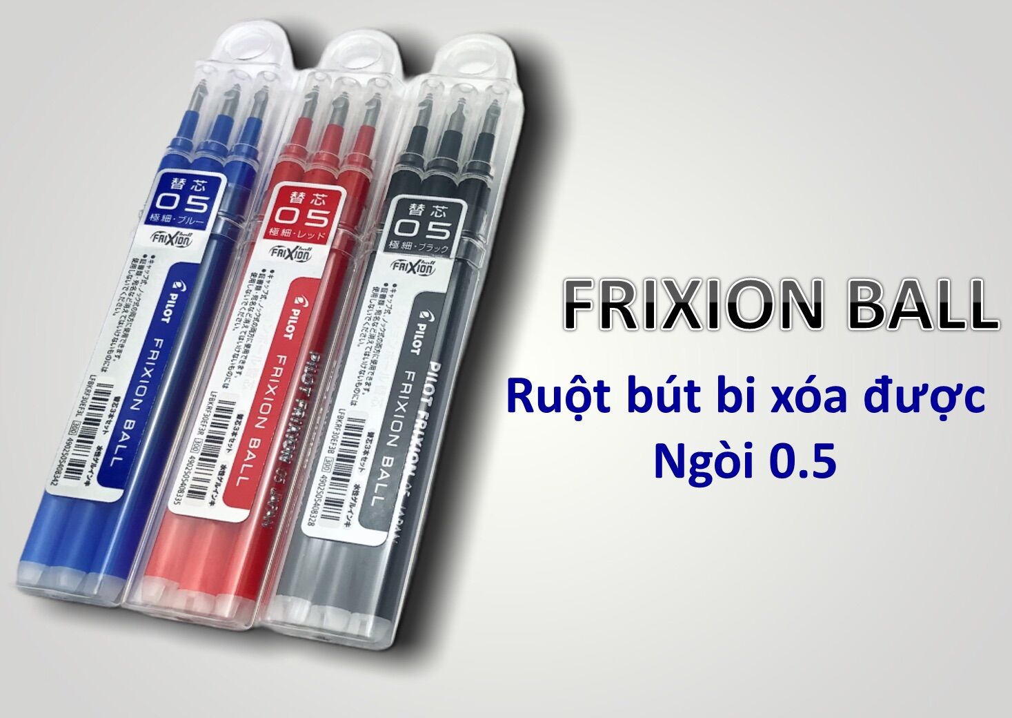 Combo hộp 3 ruột viết của bút bi xóa được Frixion ball cỡ 0.5mm