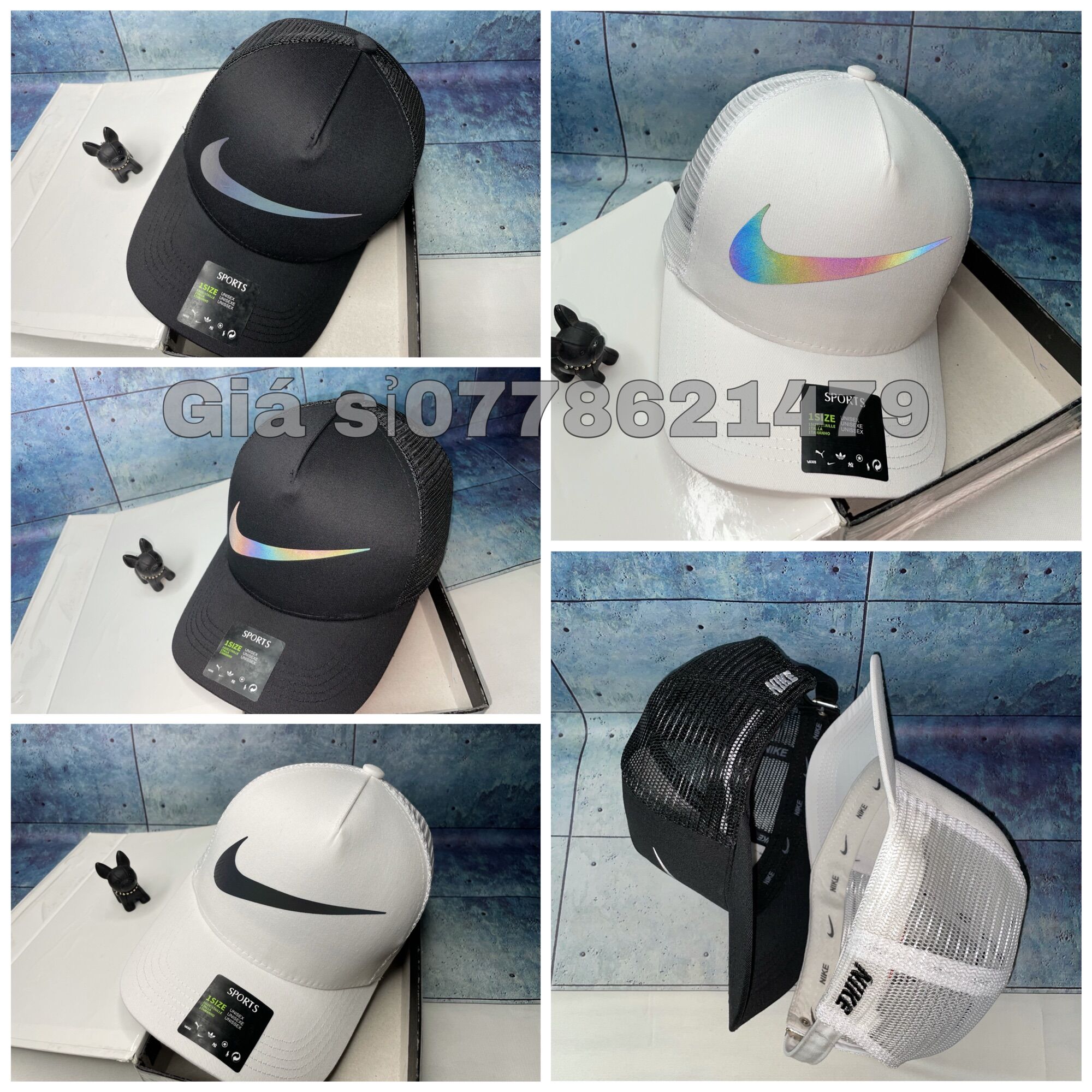 [HCM]Nón két lưới trai naiki phảng quang vá lưới thời trang nam nữ