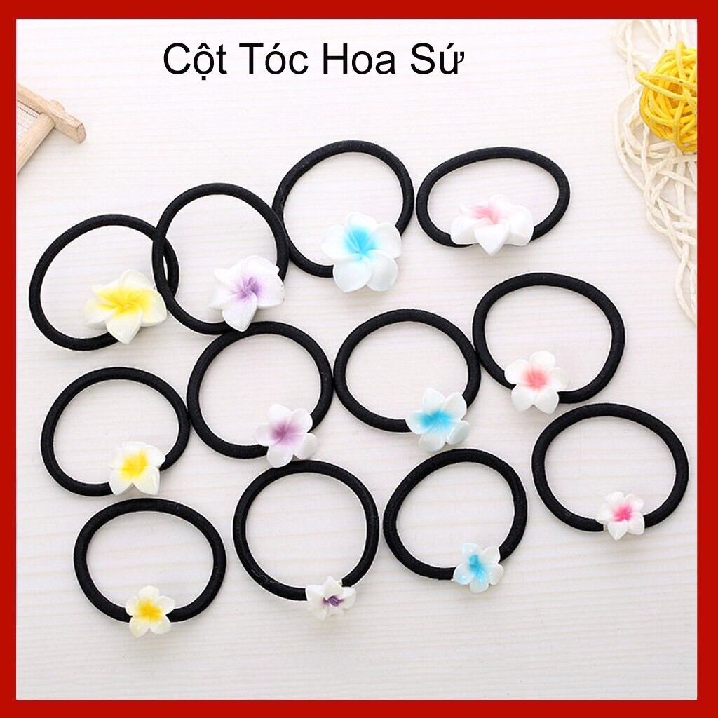 Set 10 Dây cột Tóc Hoa sứ Nhiều Màu
