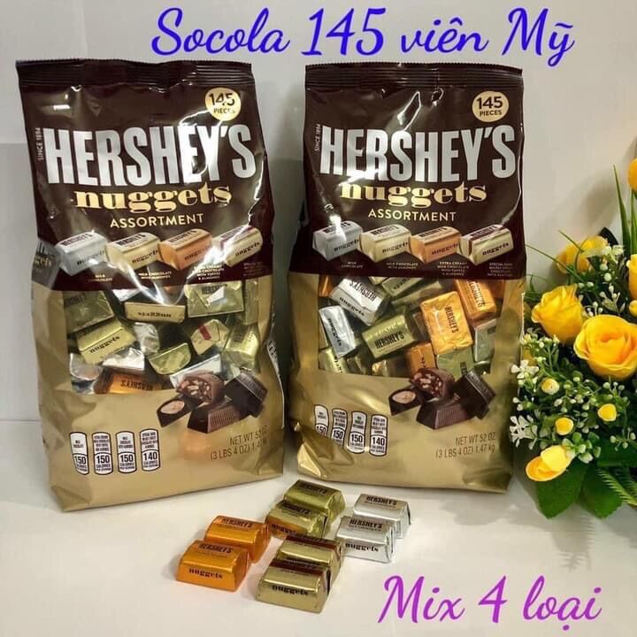 Socola Hershey’s nuggets Mỹ 1,47kg 145 viên 4 vị