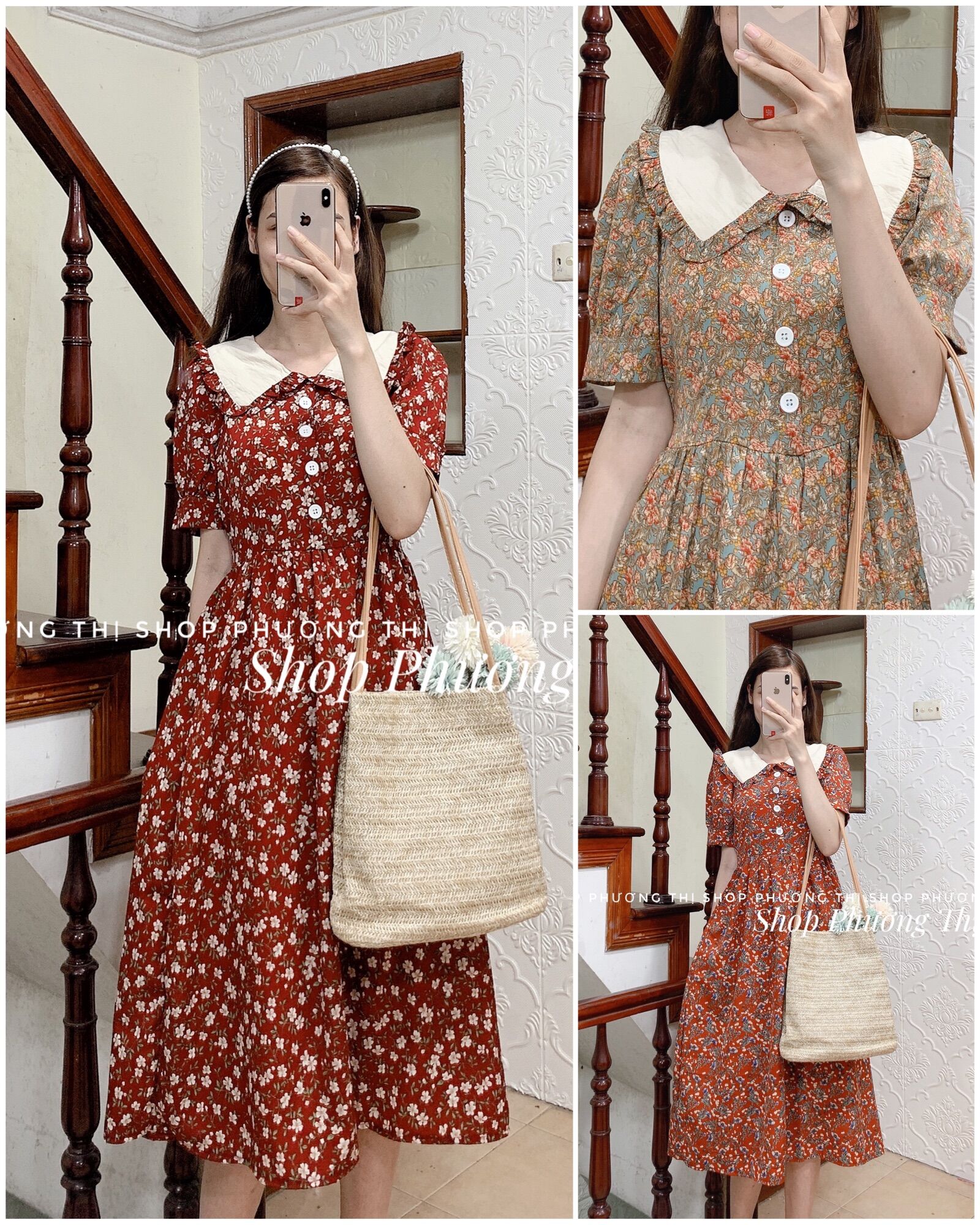 Váy hoa nhí cổ sen be tiểu thư sang trọng (hình thật/sẵn)