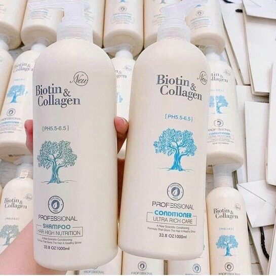 Cặp dầu gội xả Biotin collagen trắng (Dung tích mỗi chai 1000 ml)