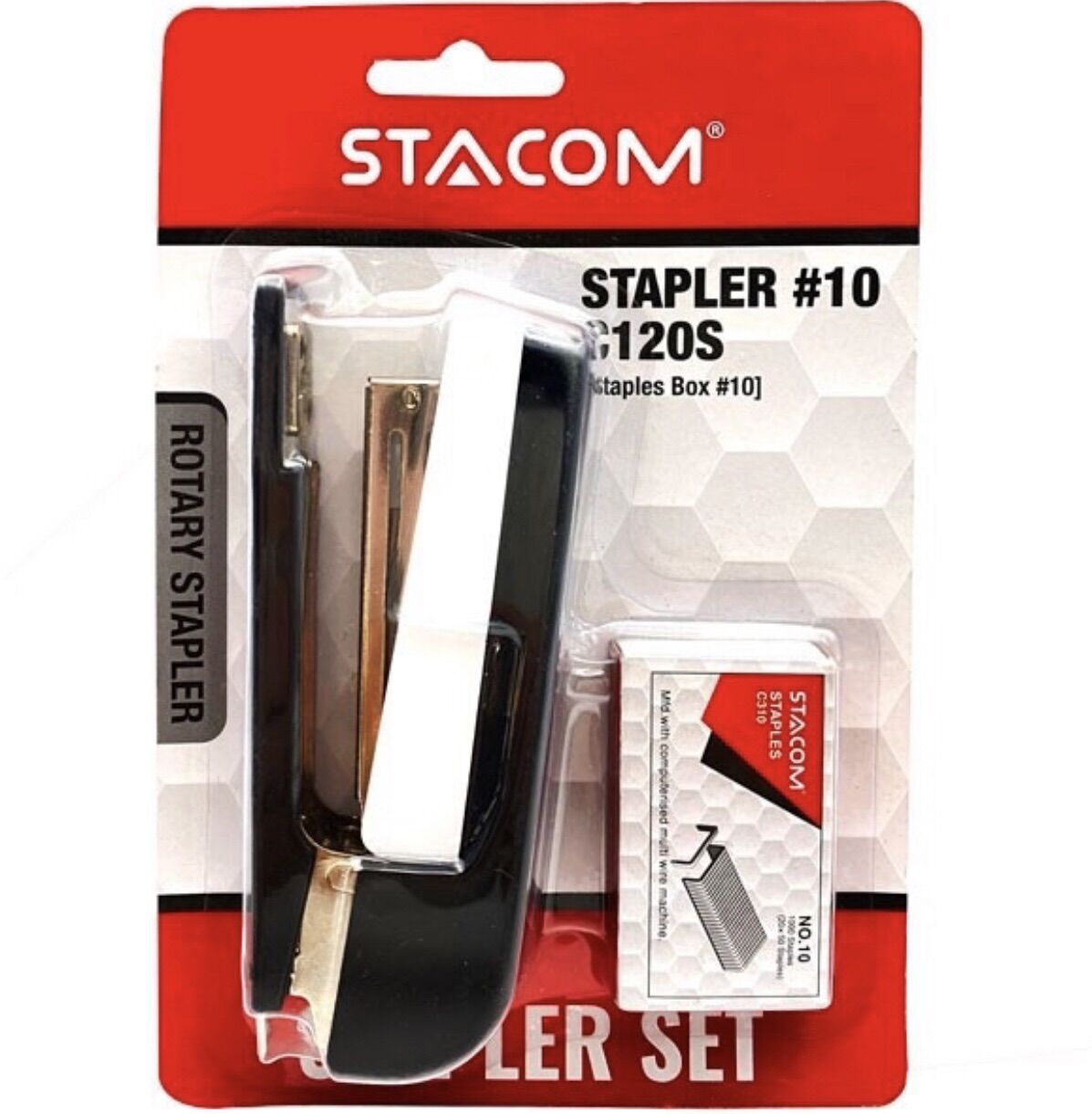 Dập ghim xoay chiều số 10 kèm kim bấm stacom-c120s