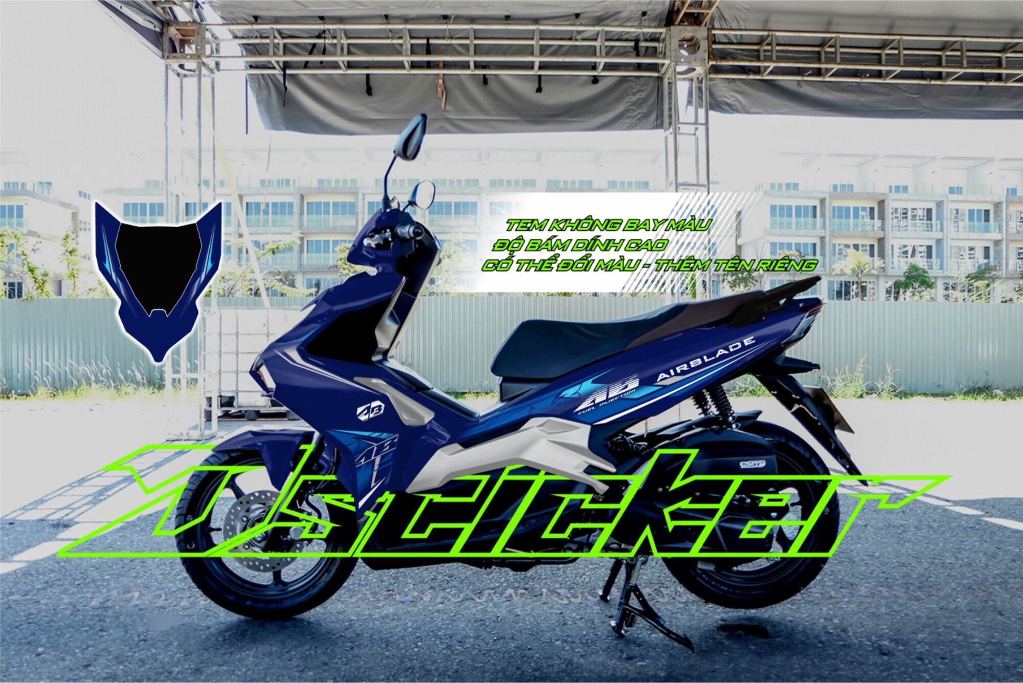 Tem AirBlade 2020 - tem rời dán xe xanh đậm zin