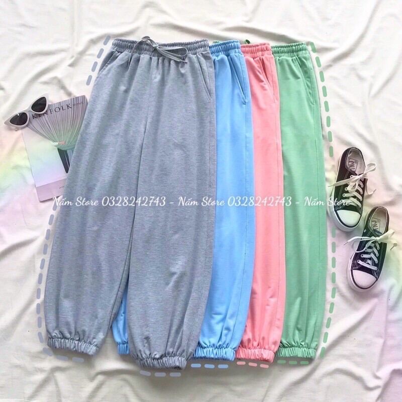 (Ảnh thật) Quần jogger trơn dài ống rộng - quần ống suông dây rút unisex nam nữ - Quần trơn dài ống bo thể thao