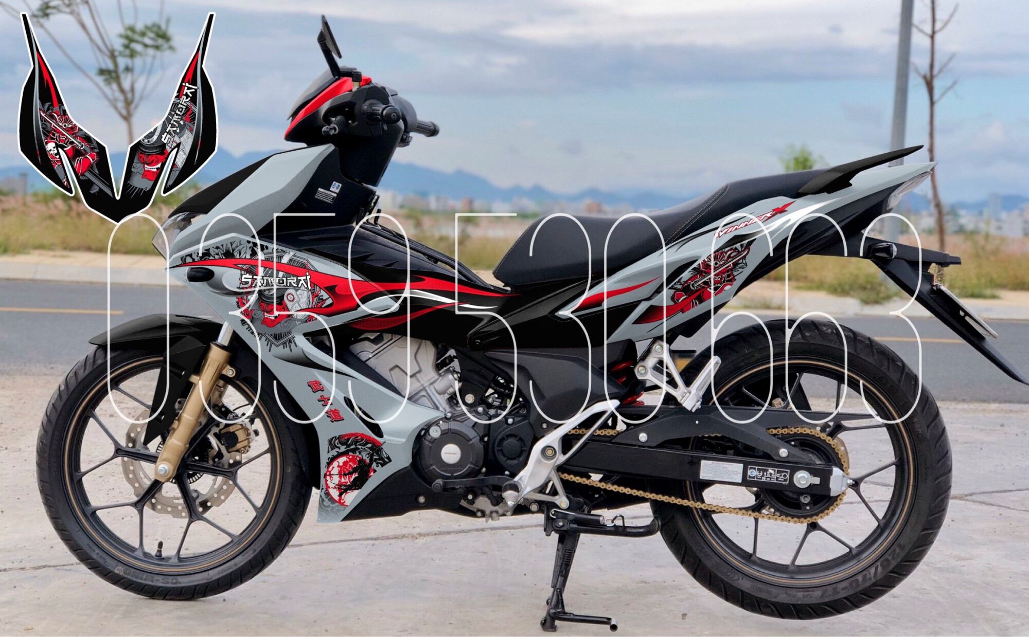 Tem rời Winner X bạc đen - samurai lửa đỏ