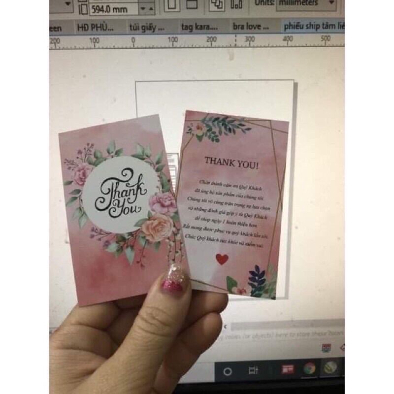 Thẻ cảm ơn siêu cute số lượng 100 cái