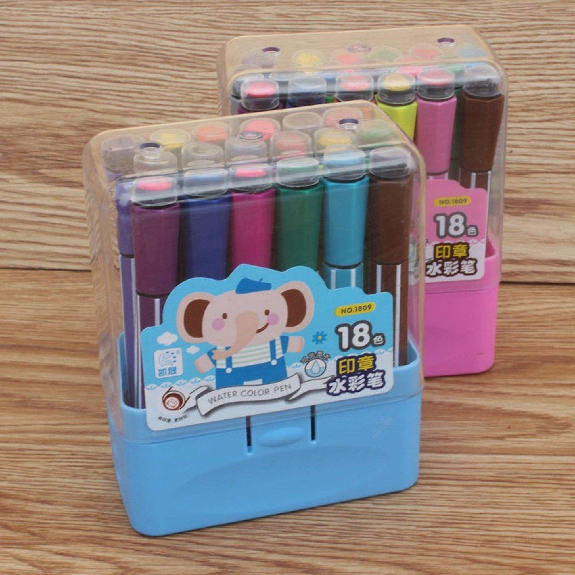 Bộ 18 bút dạ màu kèm con dấu cho bé, quà tặng cho bé ý nghĩa