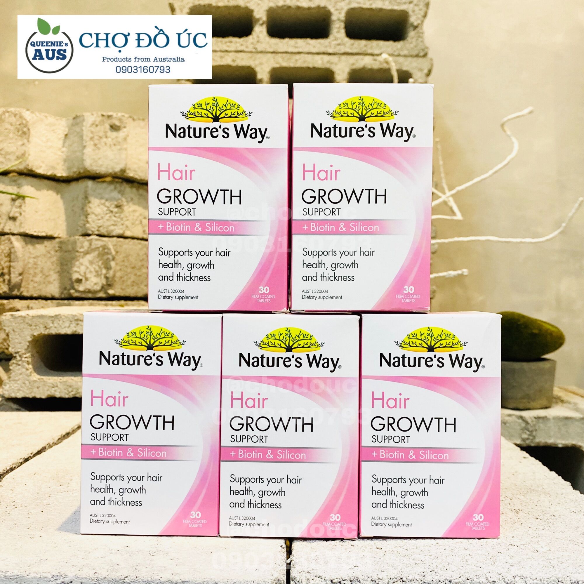 [HCM]?? Viên uống hỗ trợ mọc tóc Hair Growth support Biotin & Silicon Nature’s Way ?? nhập Úc