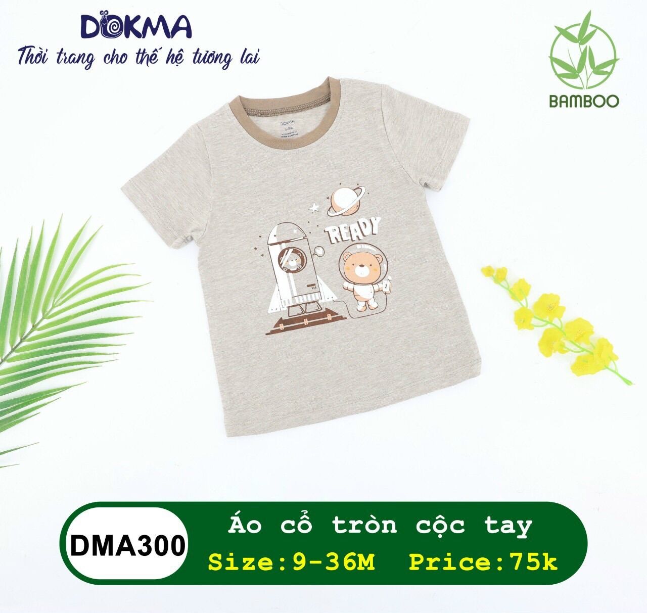 Áo cổ tròn cộc tay dokma 9-36m