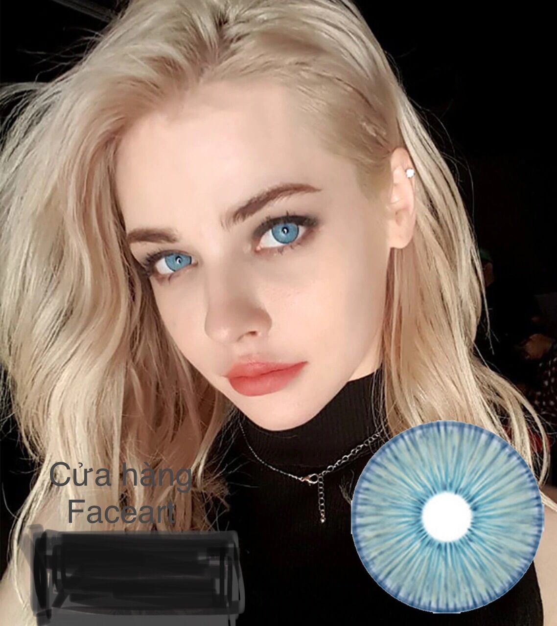 Lens Xanh Dương Tây MI - Lens Blue Xanh dương tự nhiên - cặp/ 2 cái lens xanh Tây