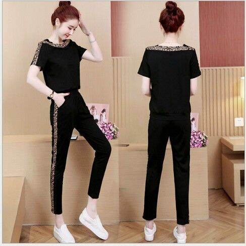 Sét đồ bộ nữ phối viền da beo thun cotton 100% cao cấp