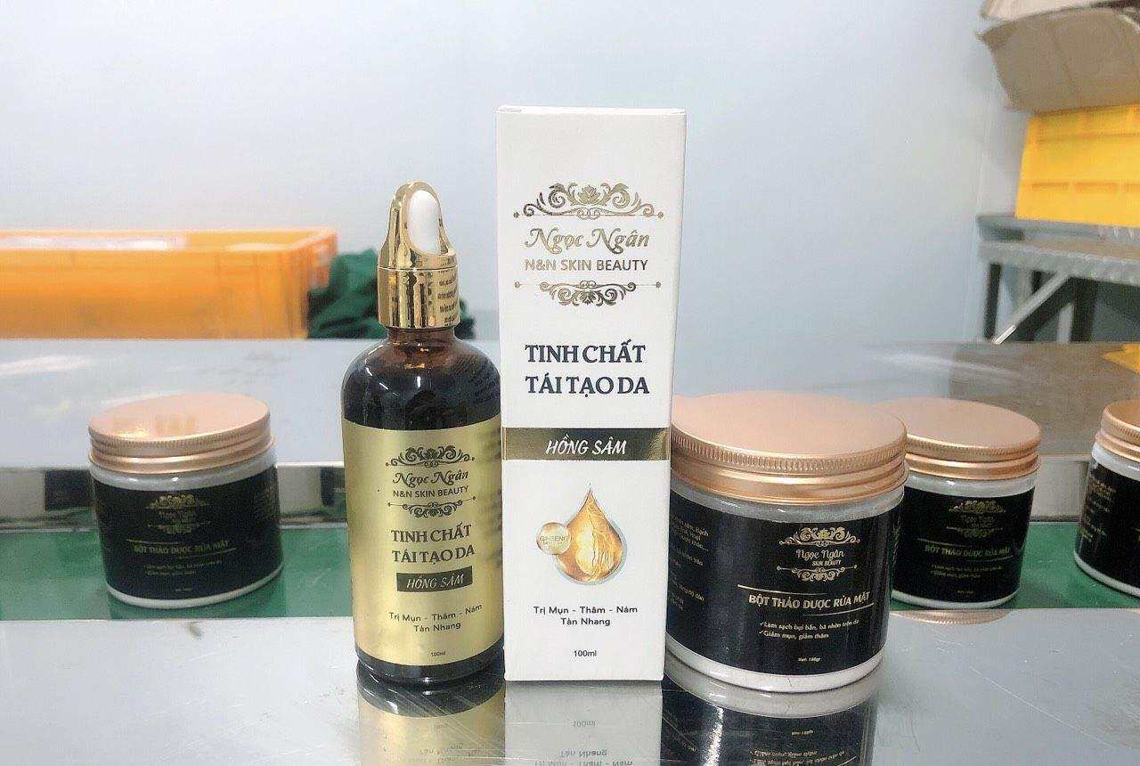 HỒNG SÂM TÁI TẠO DA ( COMBO tinh chất tái tạo da và bột thảo dược rửa mặt)