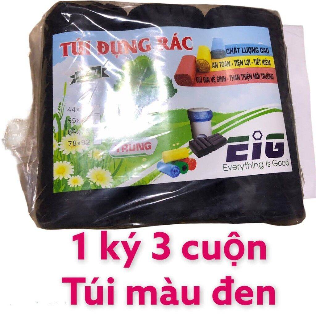 Túi đựng rác tự phân hủy màu đen 1kg 3 cuộn