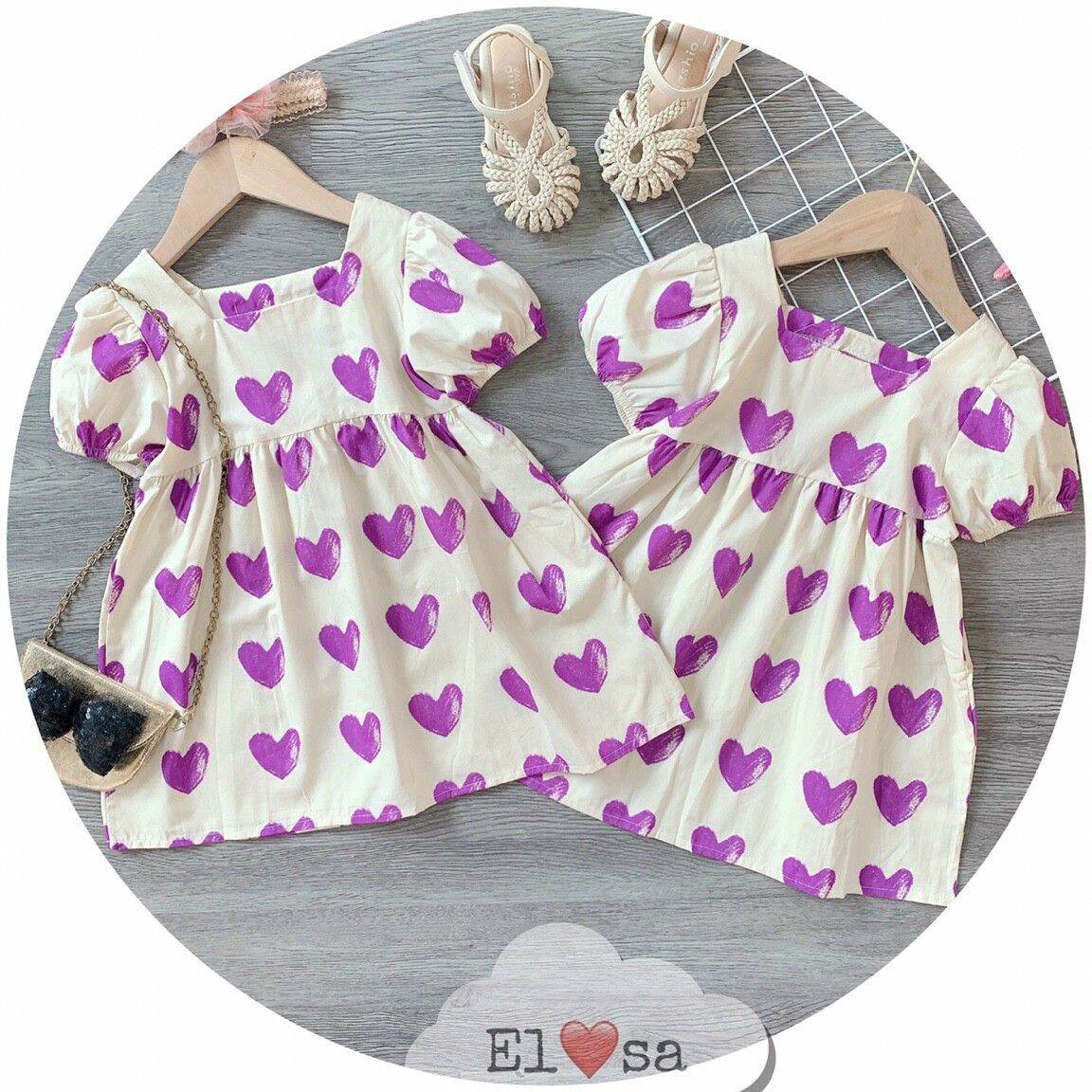 Đầm trái tim tím cho bé