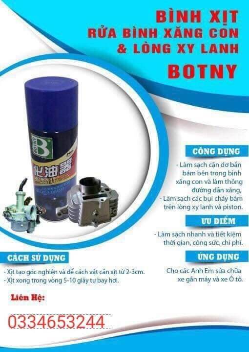 COMBO 5 CHAI XỊT TẨY RỬA VỆ SINH BÌNH XĂNG CON HỌNG GAS BOTNY