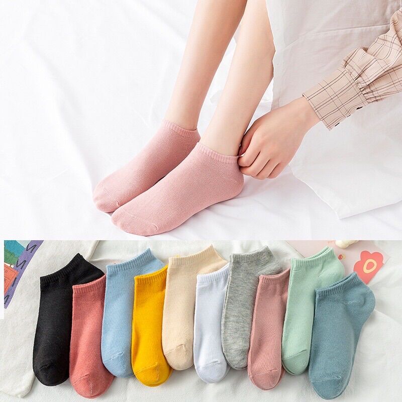 Vớ tất cổ ngắn trơn chất cotton mềm mại