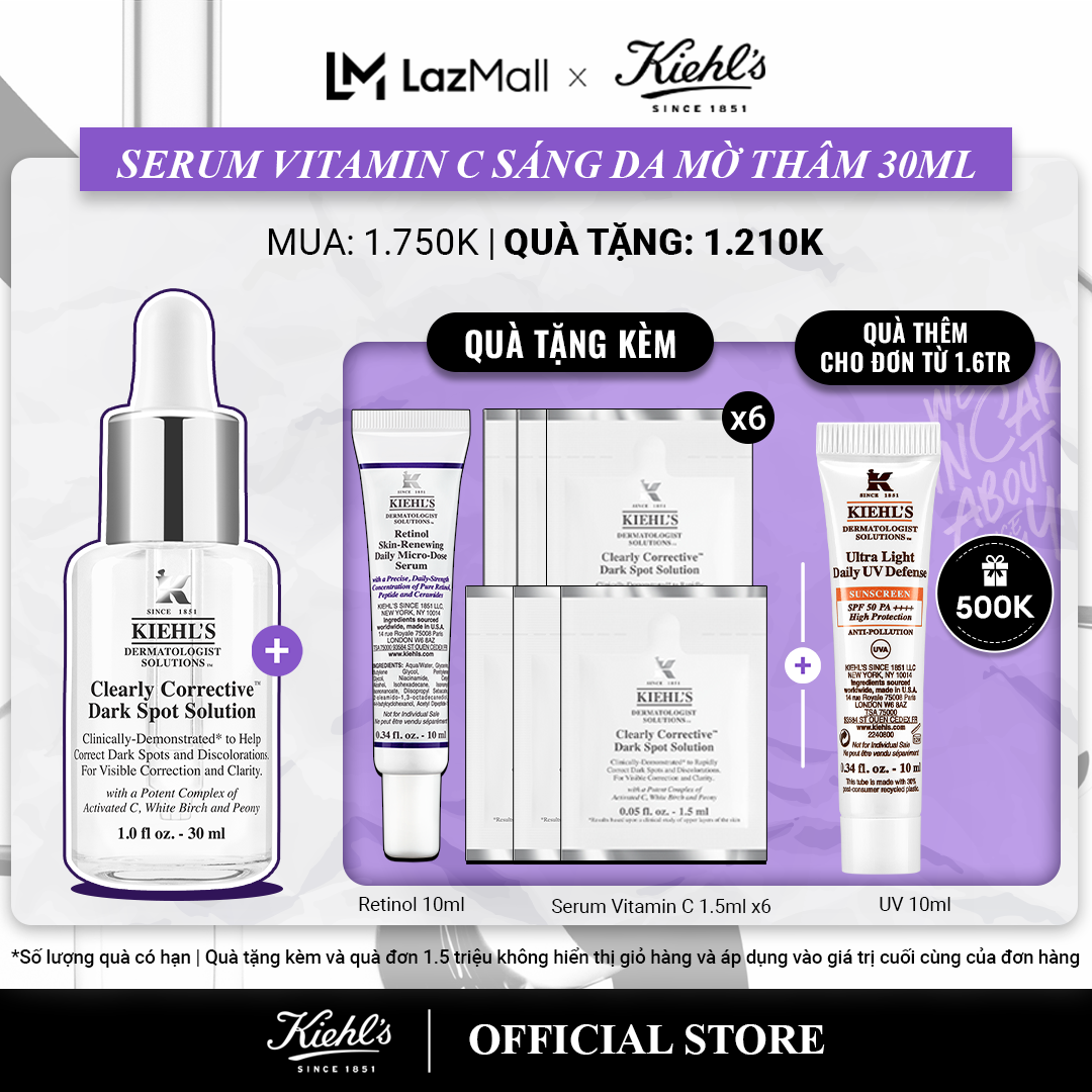 Tinh Chất Serum Làm Sáng Da & Mờ Thâm Mụn Vitamin C Kiehl's Clearly Corrective™ Dark Spot Solution 30ML