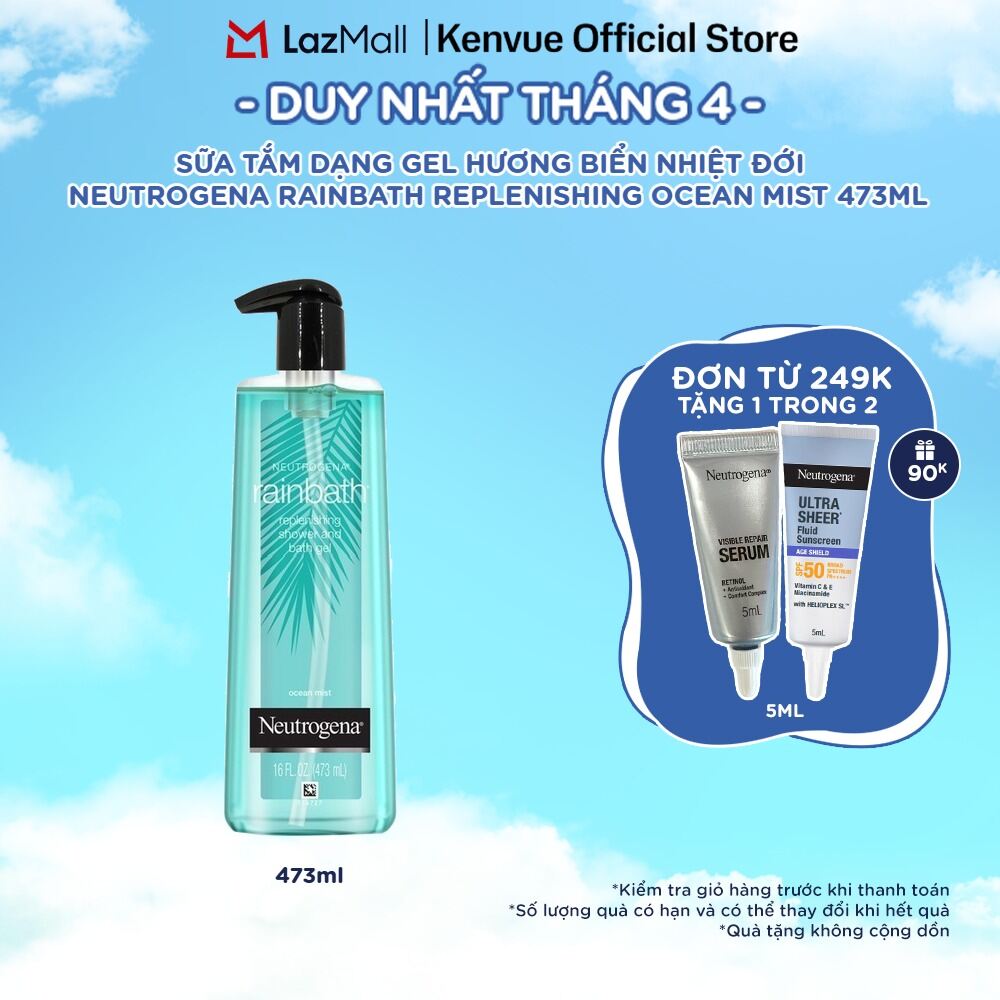 Sữa tắm dạng gel hương biển nhiệt đới Neutrogena Rainbath Replenishing Ocean Mist 473ml