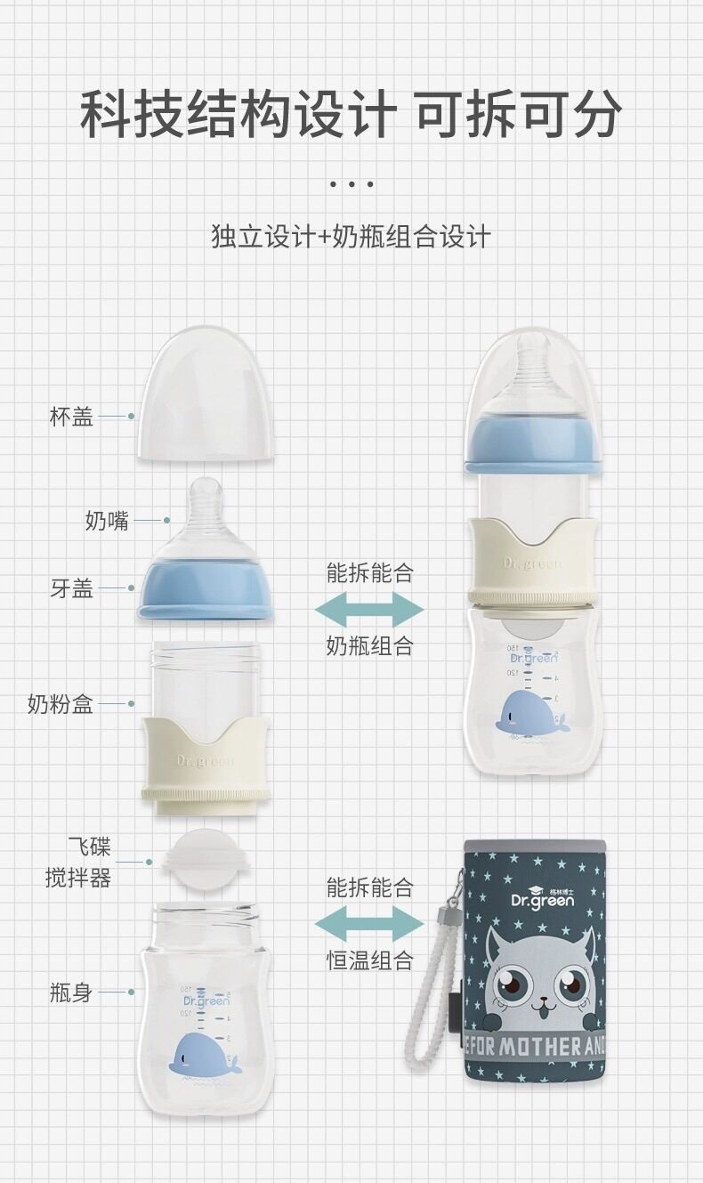 DR GREEN - BÌNH SỮA GIỮ NHIỆT 3in1