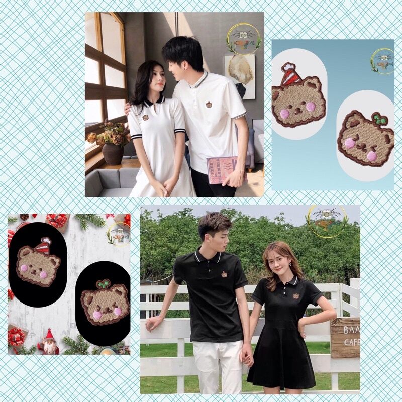 Set Váy thun đôi POLO thêu gấu kute(có 2 màu trắng+đen)