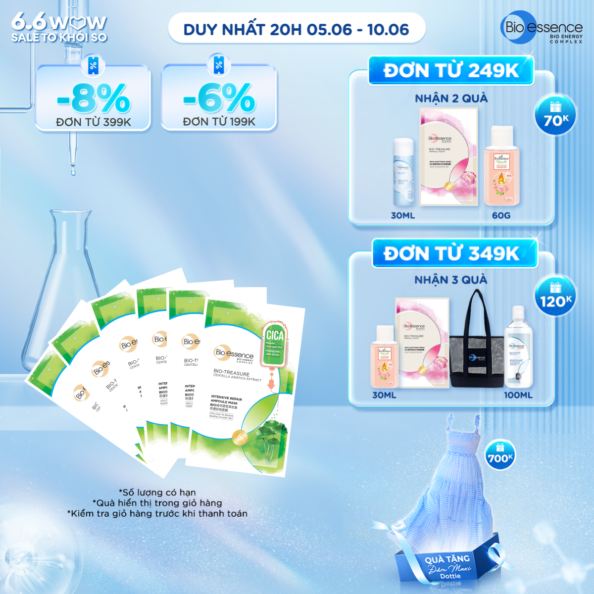 Combo 6 mặt nạ bio treasure tinh chất rau má 20ml