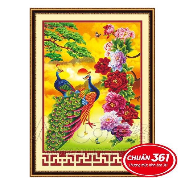 Tranh thêu hoa khai phú quý 53365 chưa thêu