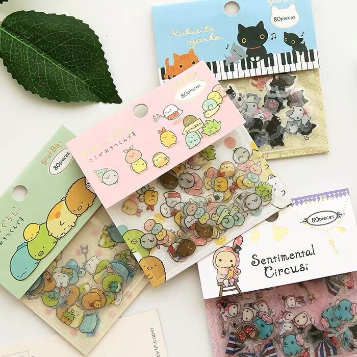 Sticker mỗi gói 80 miếng gồm 6 mẫu hình nhỏ nhỏ xinh xinh