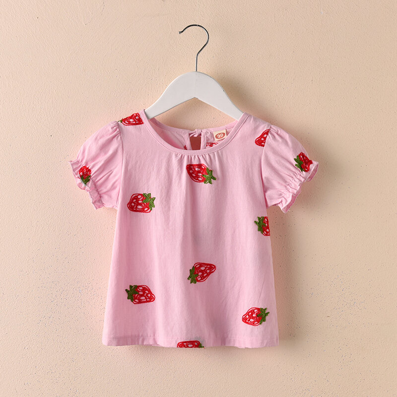 Trang Phục Mùa Hè Bé Gái Áo Thun Cotton Tay Ngắn Áo Mặc Trong Trẻ Em Mùa