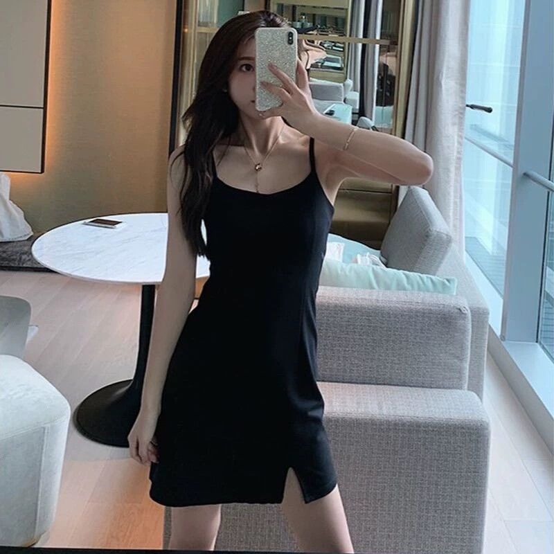 Set đầm 2 dây xẻ + áo đắp chéo