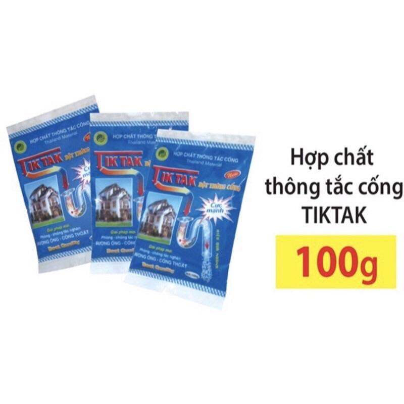 Bột thông tắc cống cực mạnh Tik Tak gói 100g, thông bồn cầu, bồn rửa bát, cống thoát nước...
