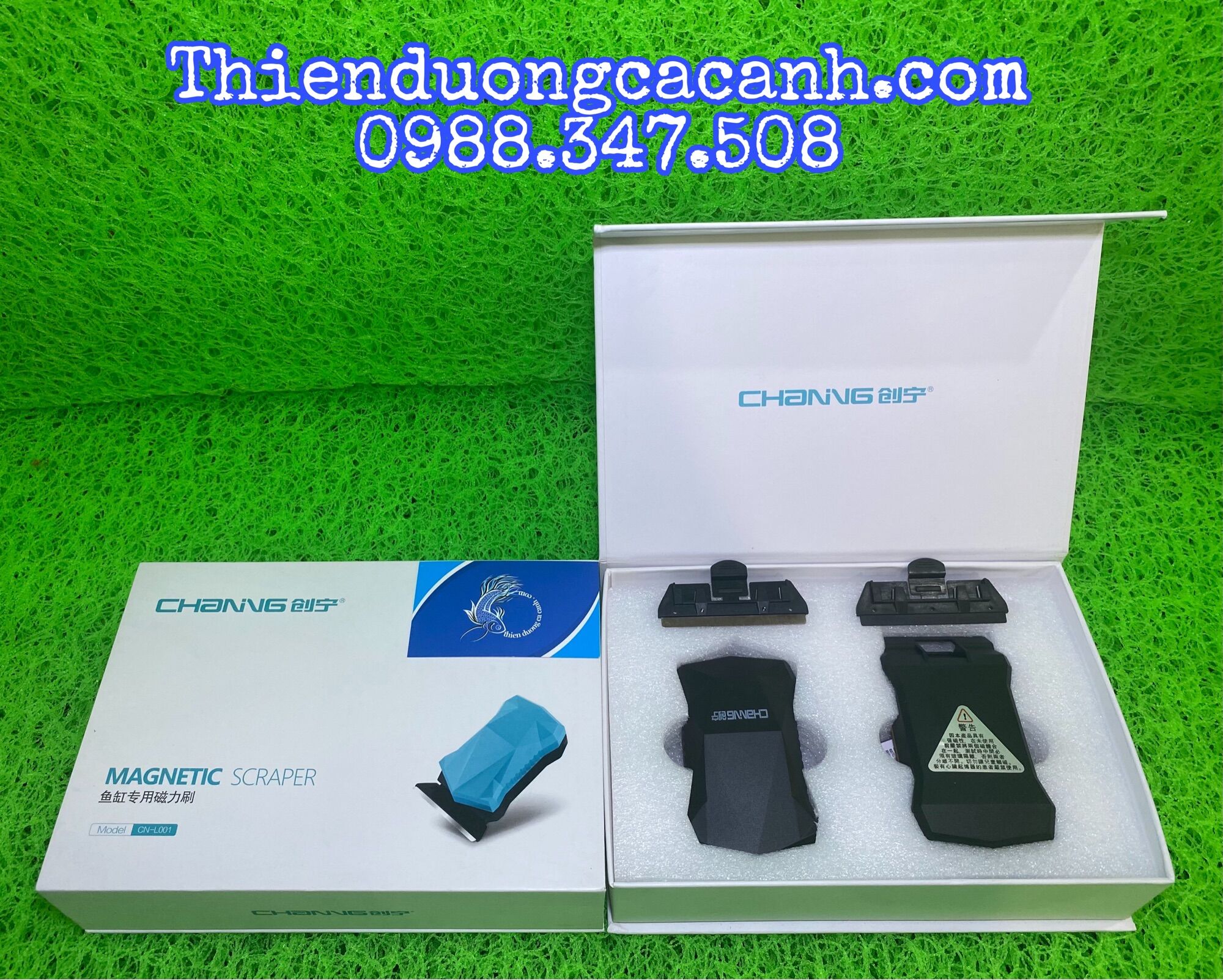Cọ bể nam châm vệ sinh hồ cn-l001 dành cho kính hồ cá dày từ 10ly trở lên - kèm 2 lưỡi dao cạo