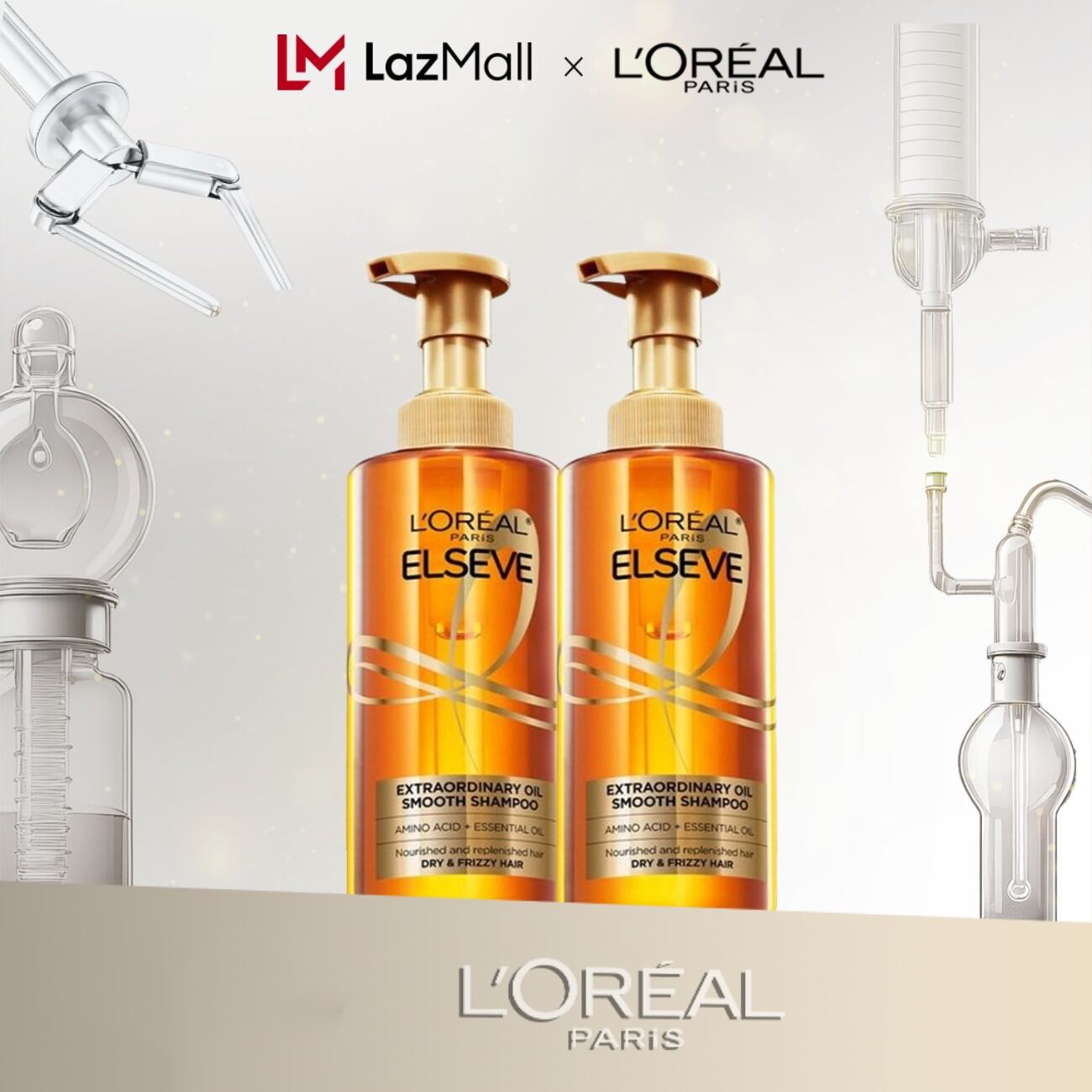 Bộ 2 dầu gội dưỡng tóc suôn mượt tóc cao cấp L'Oreal Paris Extraordinary Oil Sleek 440ml x2 - Virtual