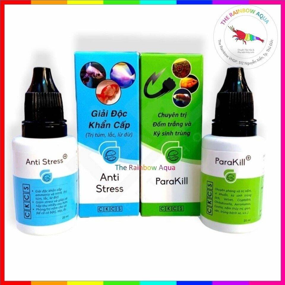 Anti stress & ParaKill dưỡng cá lờ đờ, núp góc, túp lắc, nấm