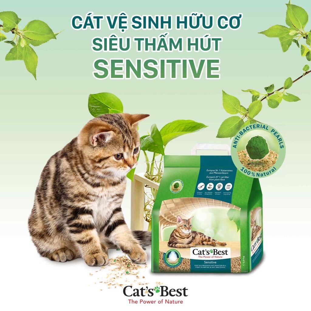 Cát gỗ hữu cơ cho mèo Cat's Best Sensitive 8L 2.9kg