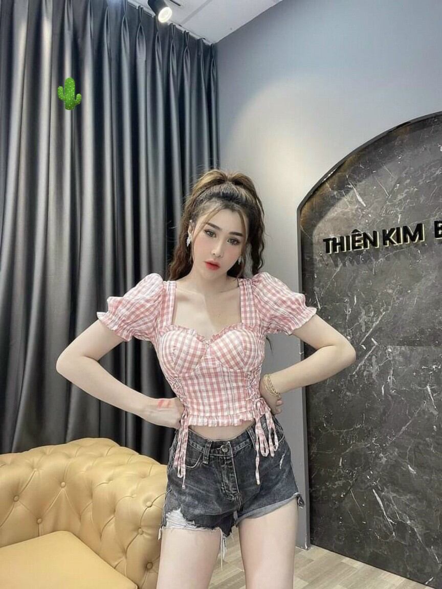 ÁO KIỂU CARO CÓ MÚT NGỰC