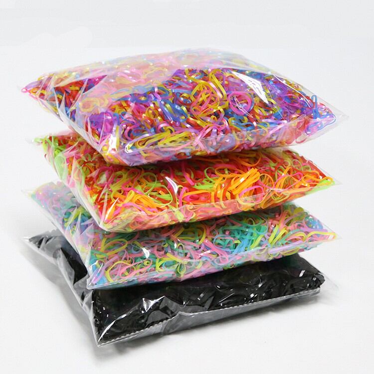 Túi 100 gram thun buộc tóc cho bé gái size trung