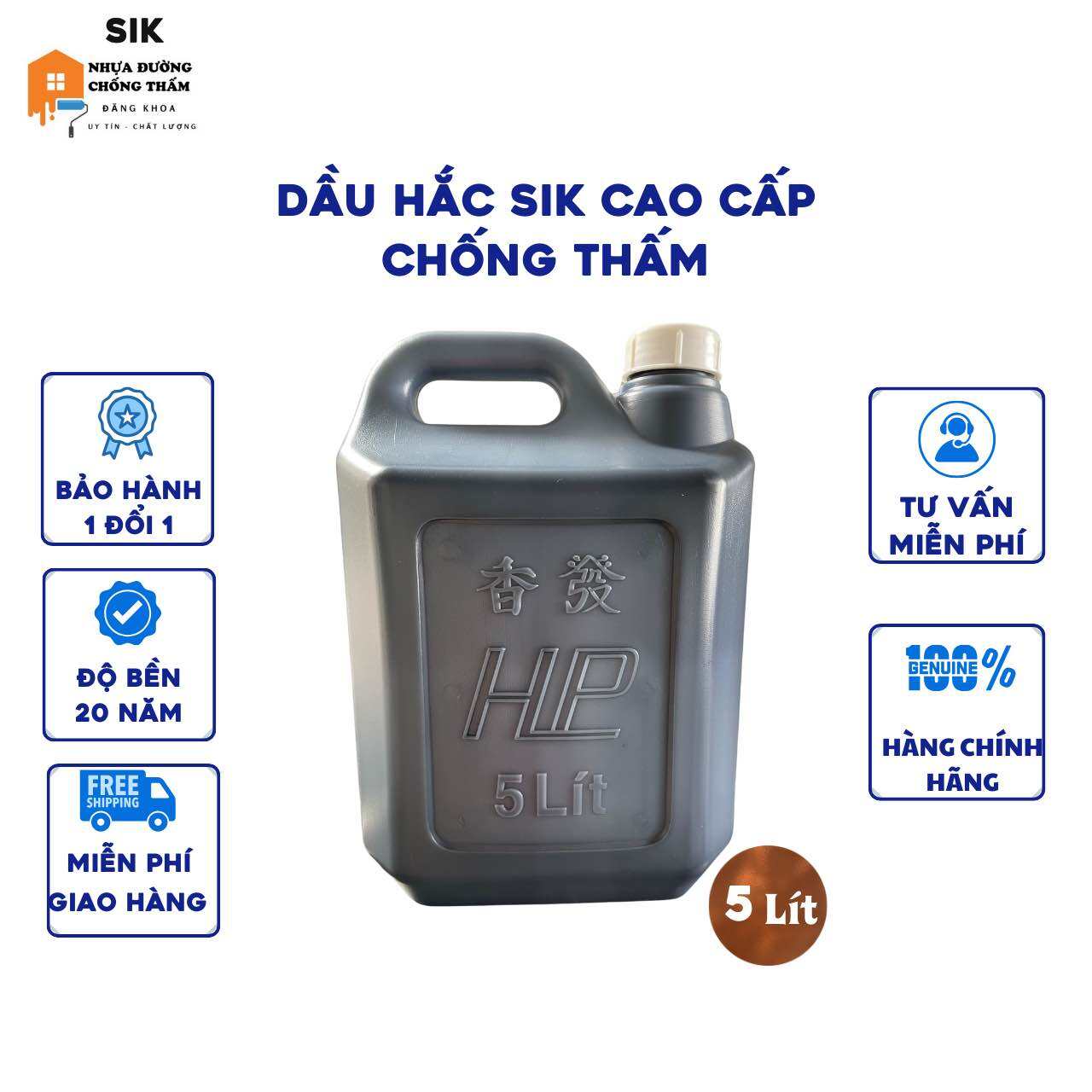 DẦU HẮC Nhựa Đường Lỏng Chống Thấm Cao Cấp 5Lít