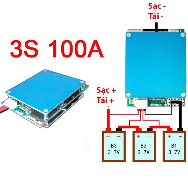 Mạch 3s 100a 12v bw bảo vệ pin li-ion 3.7v sạc xả chung