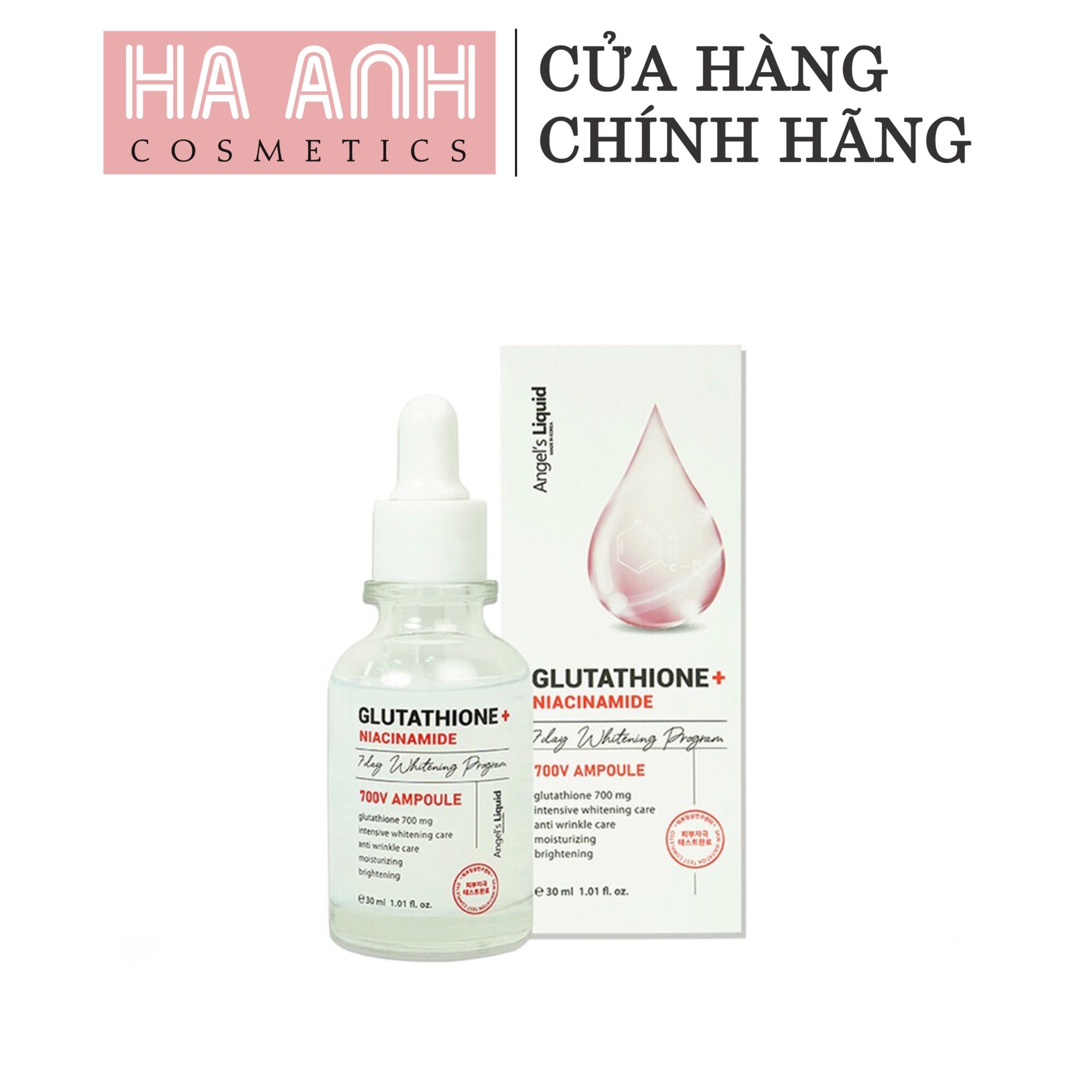 Serum Dưỡng Trắng Angel Liquid Glutathione Plus Niacinamide 700 V - Ampoule 30Ml